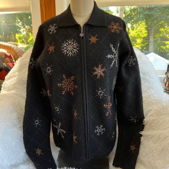 🎉HP🎉 Herman Geist Hand Beaded Snowflake Wool Jacket - Picture 5 of 11